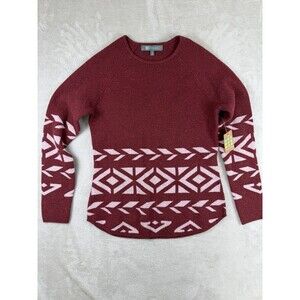Title Nine Womens S Por Vida 2.0 Sweater Fair Isle Aztec Retro Geo Silk Wool NWT